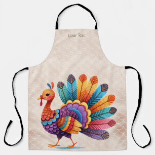 Thanksgiving Bright Feathers Turkey Apron