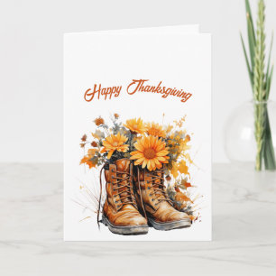 Thanksgiving Brown Boots Illustration Card