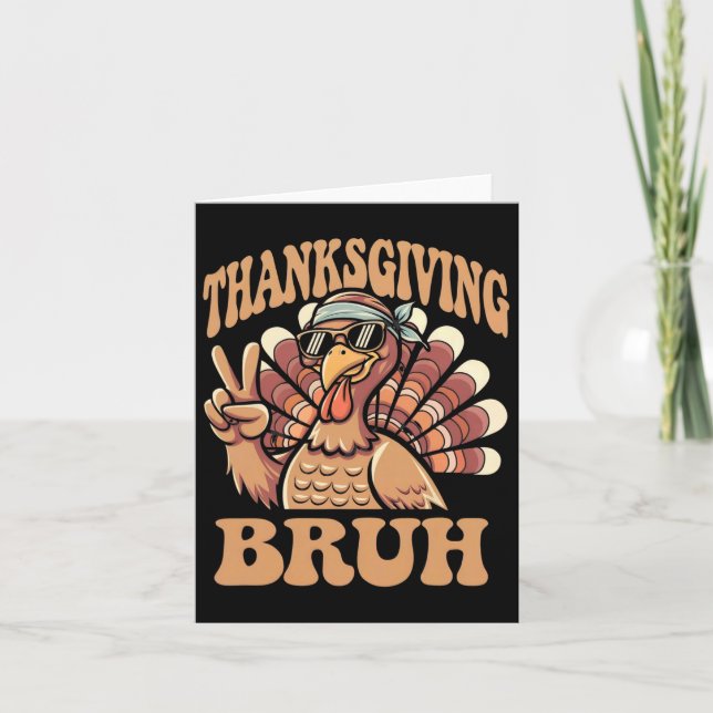 Thanksgiving Bruh Funny Turkey Fall Boys  Card (Front)