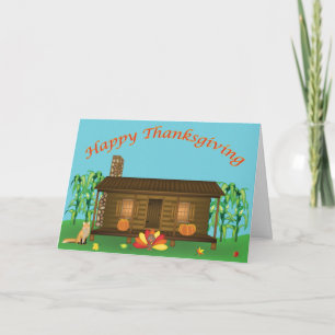 Thanksgiving Cabin Greeting Card
