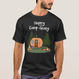 Thanksgiving Camping Pumpkin Pie Turkey Campfire T T-Shirt