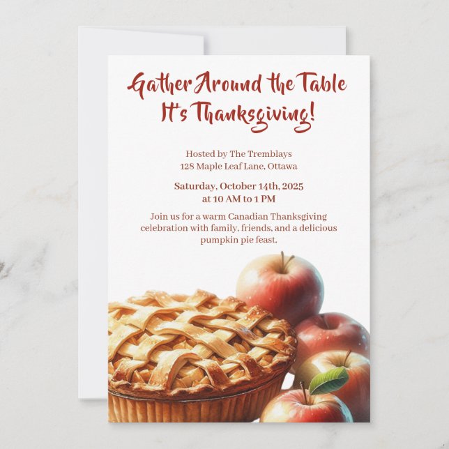 Thanksgiving Canada | Apple Pie Gathering  Invitation (Front)
