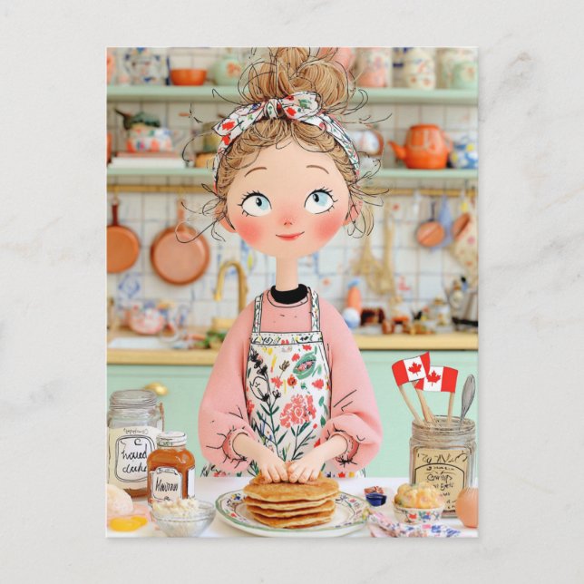 Thanksgiving Canada Postcard Cosy Kitchen Pancakes (Front)
