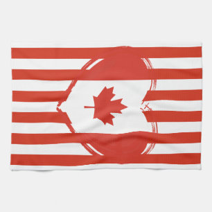 Thanksgiving Canada – Red heart and stripes  Tea Towel