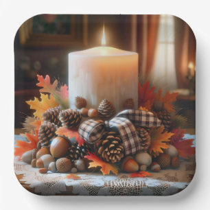 Thanksgiving Candle Centerpiece Paper Plate