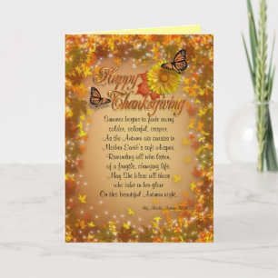 Thanksgiving card Autumn leaves with poem