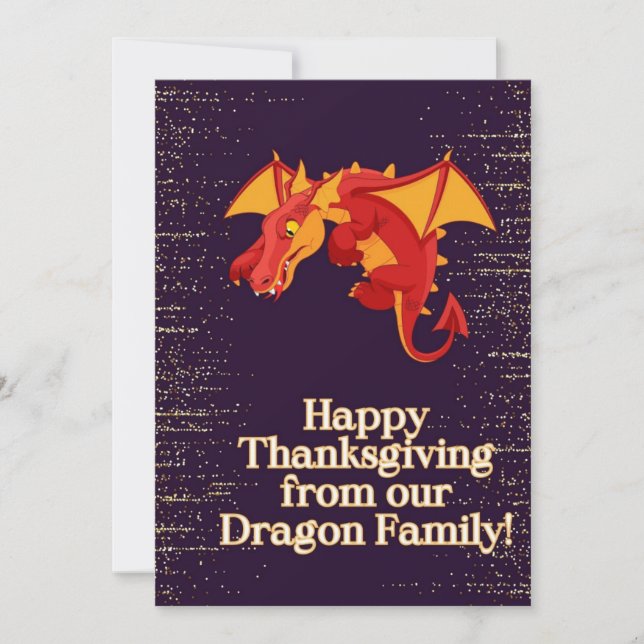 Thanksgiving card,  Dragon illustration,  Holiday Card (Front)