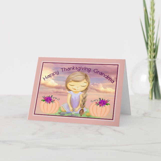 Thanksgiving Card for Grandma with Young Girl (Front)