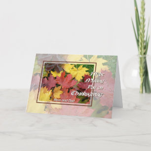 Thanksgiving Card Missing You Mum Dad Maple Leaves