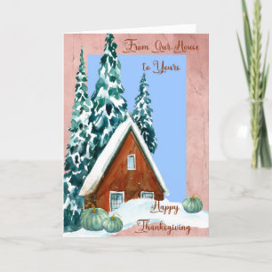 Thanksgiving Card with A-Frame House