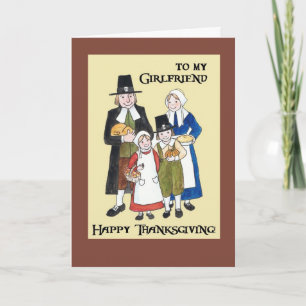 Thanksgiving Card with Pilgrims for Girlfriend