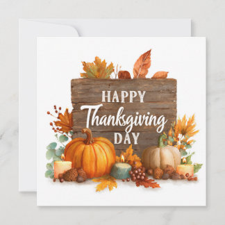 Thanksgiving Card with Pumpkins, Candle and Leaves
