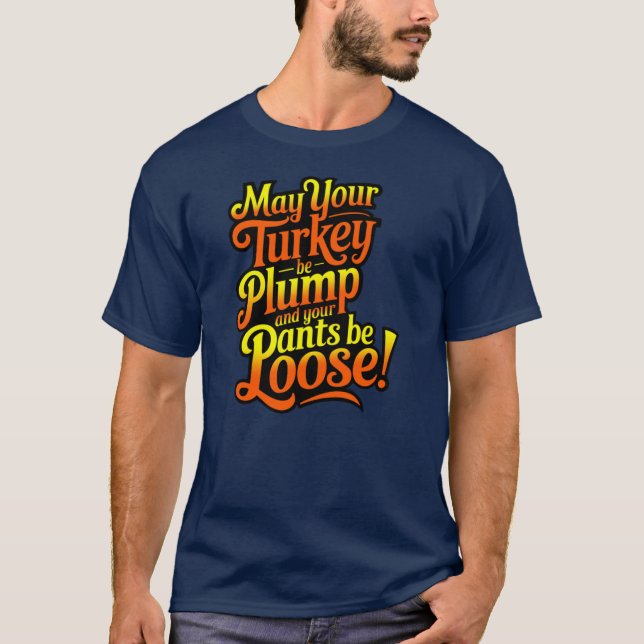 Thanksgiving, Cartoon Farmer Turkey, T-Shirt (Front)
