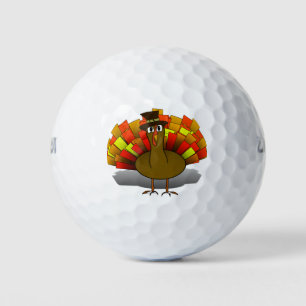 Thanksgiving Cartoon Turkey Pilgrim Golf Balls
