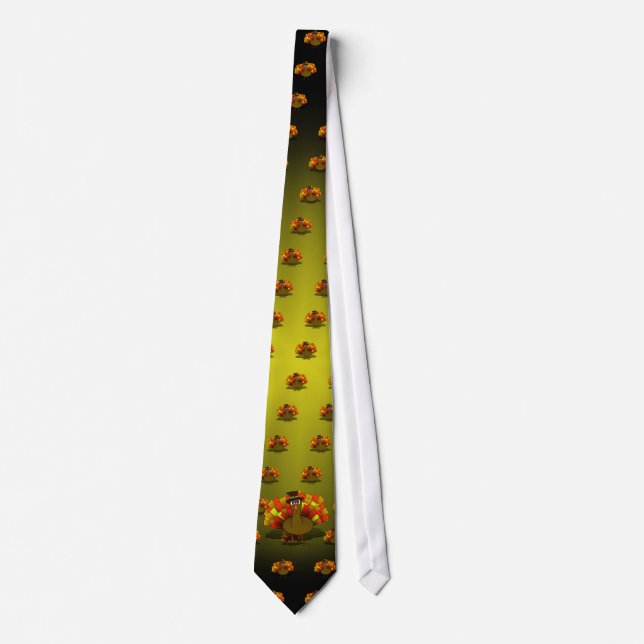 Thanksgiving Cartoon Turkey Pilgrim Tie (Front)