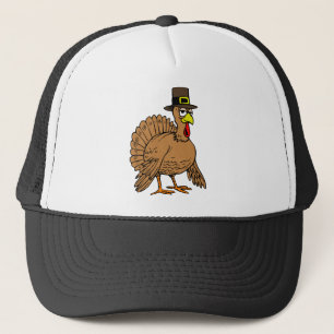 Thanksgiving Cartoon Turkey Pilgrim Trucker Hat