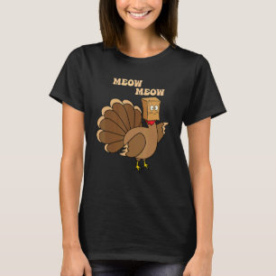 Thanksgiving Cat Fake Cat Meow Thanksgiving Turke T-Shirt