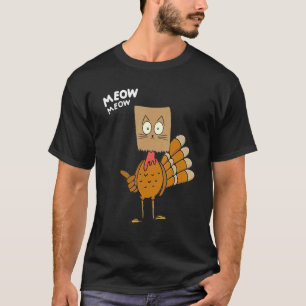 Thanksgiving Cat Fake Cat Meow Thanksgiving Turke T-Shirt