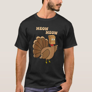 Thanksgiving Cat Fake Cat Meow Thanksgiving Turke T-Shirt