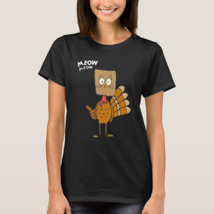 Thanksgiving Cat Fake Cat Meow Thanksgiving Turke T-Shirt