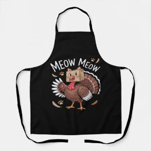 Thanksgiving Cat Funny Fake Cat Meow Thanksgiving  Apron