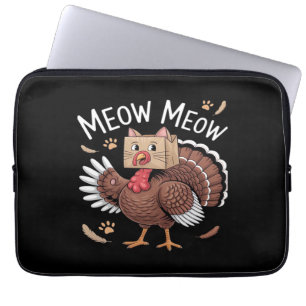 Thanksgiving Cat Funny Fake Cat Meow Thanksgiving  Laptop Sleeve