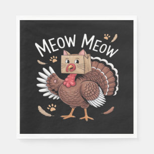Thanksgiving Cat Funny Fake Cat Meow Thanksgiving Napkin