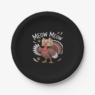 Thanksgiving Cat Funny Fake Cat Meow Thanksgiving Paper Plate