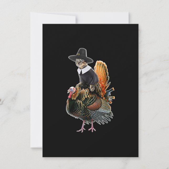 Thanksgiving Cat Pilgrim Costume Thanksgiving Turk Invitation (Front)