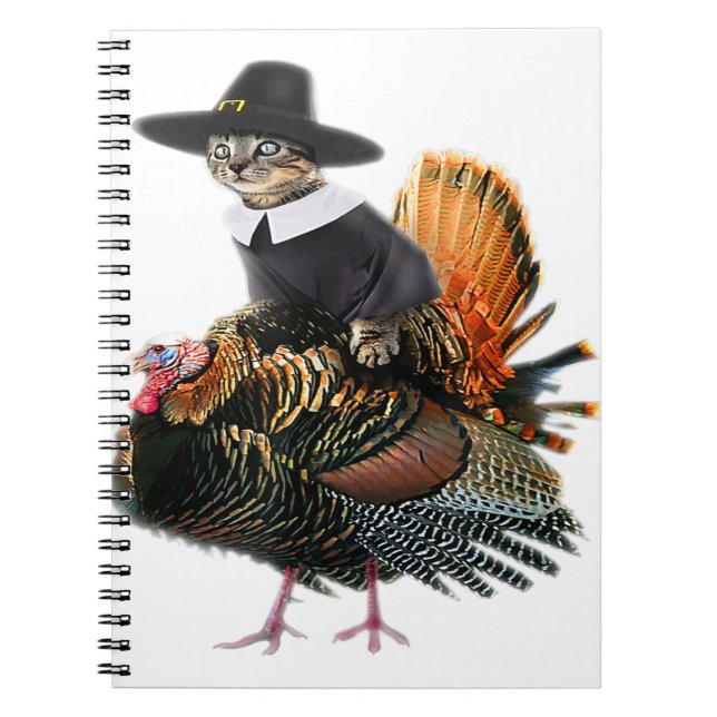 Thanksgiving Cat Pilgrim Costume Thanksgiving Turk Notebook (Front)