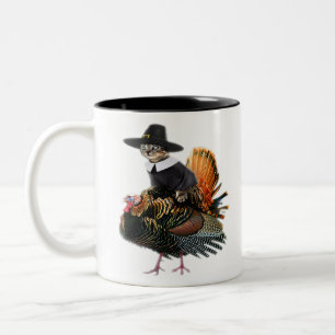 Thanksgiving Cat Pilgrim Costume Thanksgiving Turk Two-Tone Coffee Mug