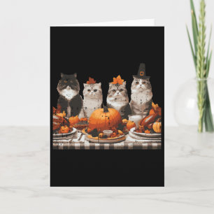Thanksgiving Cats Dinner Feast Vintage Fall Men Wo Card