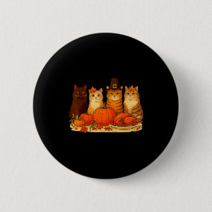 Thanksgiving Cats Dinner Pumpkin Autumn Men Women 6 Cm Round Badge
