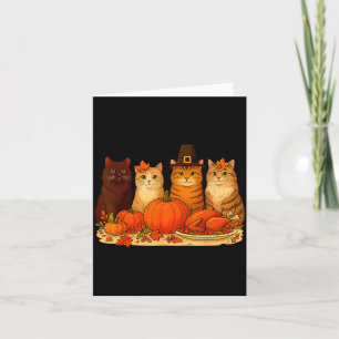Thanksgiving Cats Dinner Pumpkin Autumn Men Women  Card