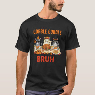 Thanksgiving Cats Funny Turkey Dinner Fall Humour T-Shirt
