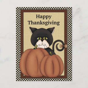 Thanksgiving Cats greeting postcard