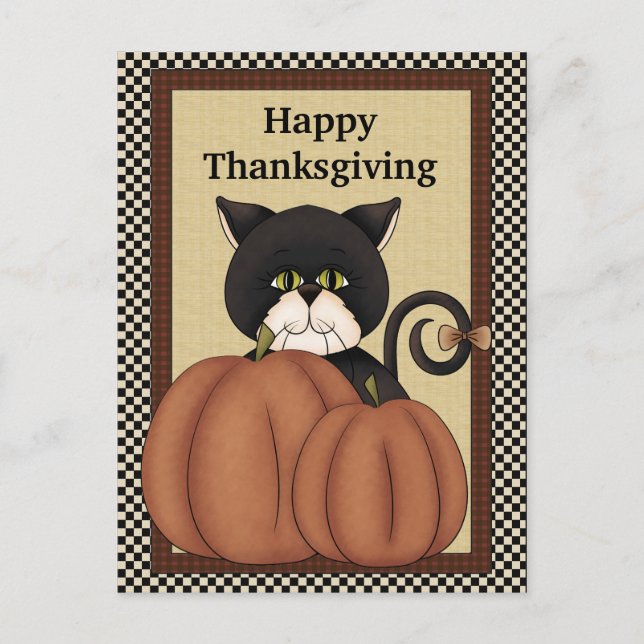 Thanksgiving Cats greeting postcard (Front)