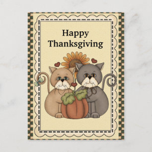 Thanksgiving Cats greeting postcard