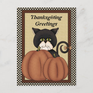 Thanksgiving Cats greeting postcard