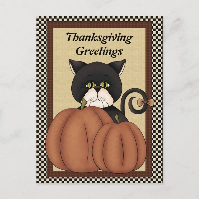 Thanksgiving Cats greeting postcard (Front)