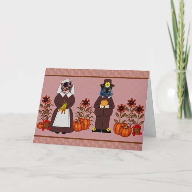 Thanksgiving Cats Holiday Card (Front)