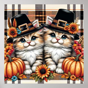 Thanksgiving Cats Poster