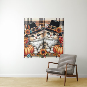 Thanksgiving Cats Tapestry