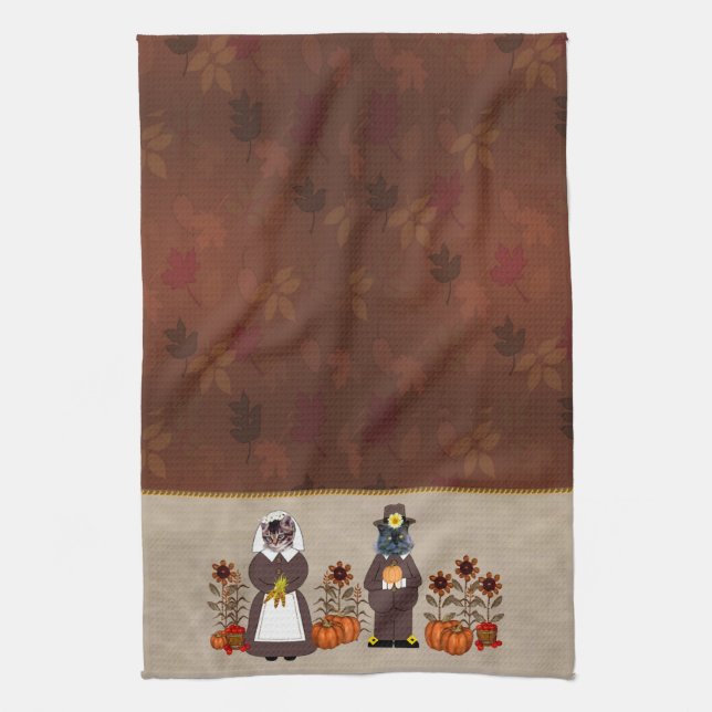 Thanksgiving Cats Tea Towel (Vertical)