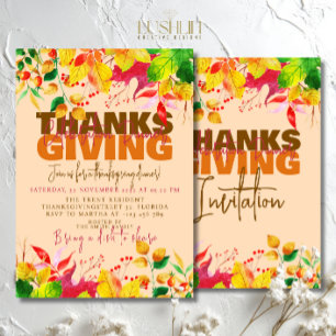 Thanksgiving Celebration Dinner Autumn Harvest Invitation