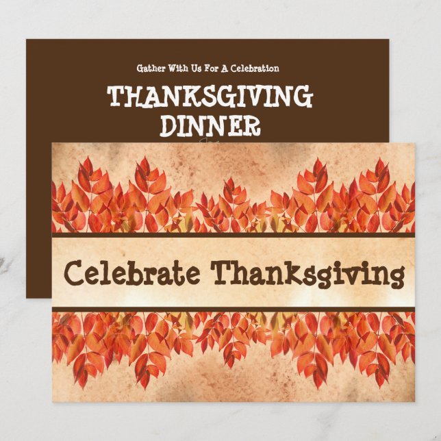 Thanksgiving Celebration Dinner Party Invitation (Front/Back)