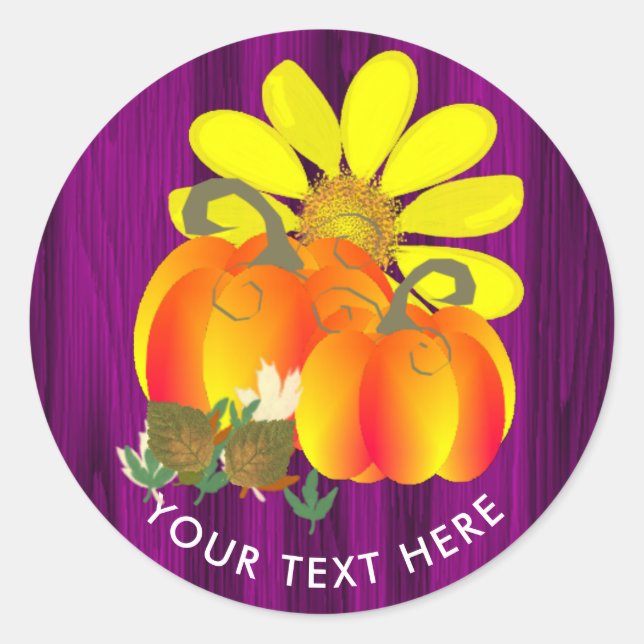 Thanksgiving Celebration Rustic Personalised Classic Round Sticker (Front)