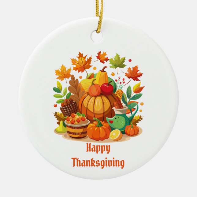 Thanksgiving Ceramic Tree Decoration (Front)