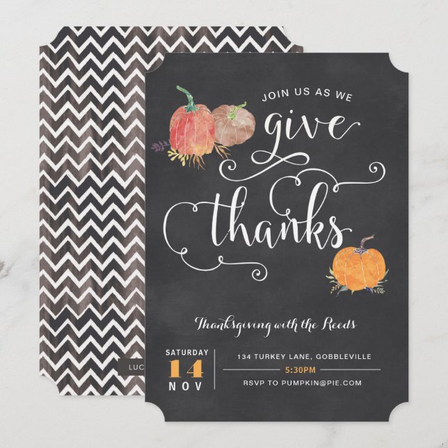 Thanksgiving chalkboard Invitation (Front/Back)