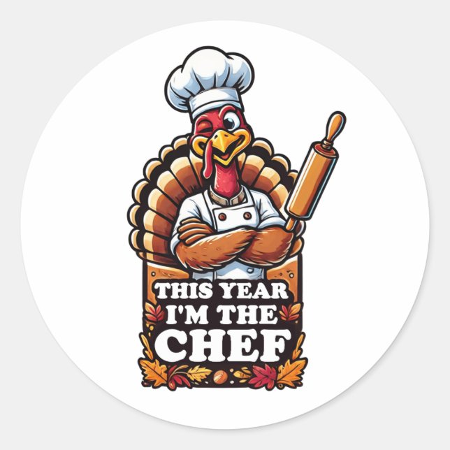 Thanksgiving Chef Turkey Classic Round Sticker (Front)